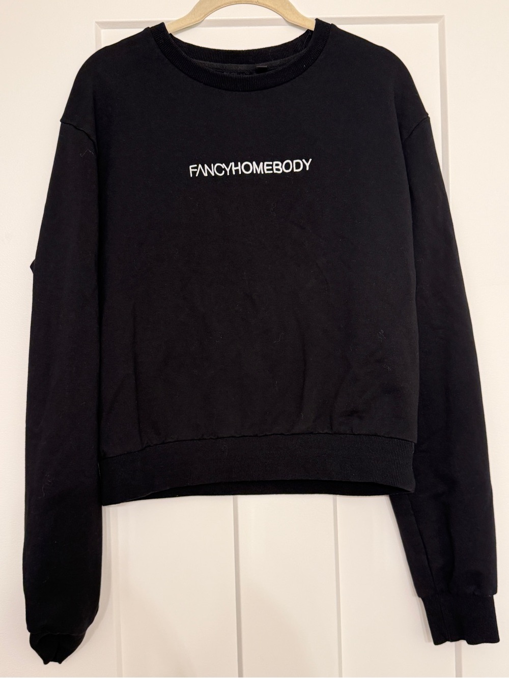 Fancy Homebody Women's Black Crewneck Sweatshirt Medium